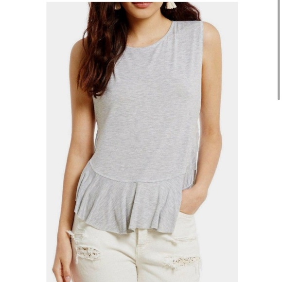 Free People Tops - WE The Free Uptown Ruffle Gray Tank Top size large